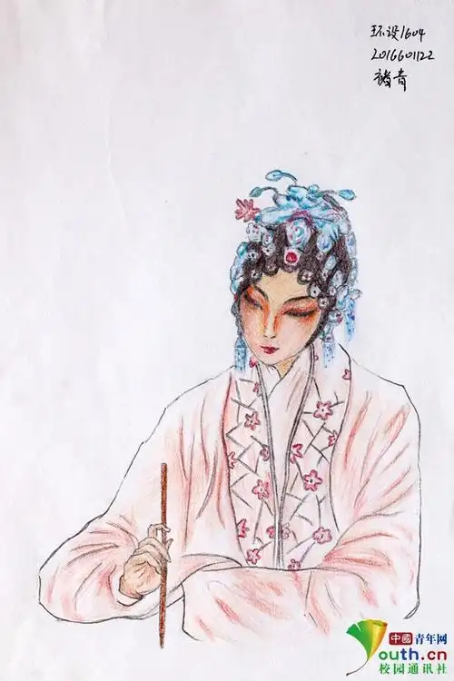 山西大学生手绘戏剧人物形象 品味戏曲之美