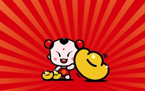 招财童子,好运宝宝,土豪金,金元宝,可爱招财童子壁纸图片