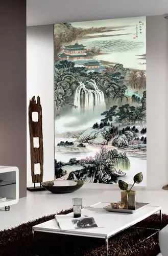 【psd】国画山水风景画水墨画玄关背景墙壁画