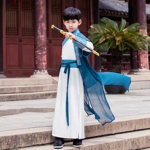 儿童演出服古风唐装古装超仙国学少爷服夏男童唐装