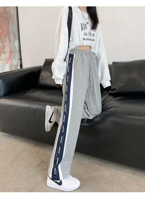 灰色运动裤女夏季外穿学生卫裤2022显瘦百搭休闲束脚裤ins潮浅灰色s90