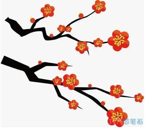 简单好学梅花树枝简笔画图片梅花儿童绘画作品图集梅花简笔画梅花的简