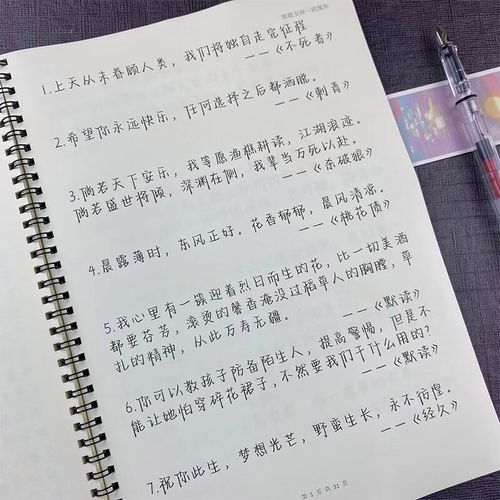 玫瑰体字帖 玫瑰体中学生美文素材临摹本央视文案原耽金句励志语录