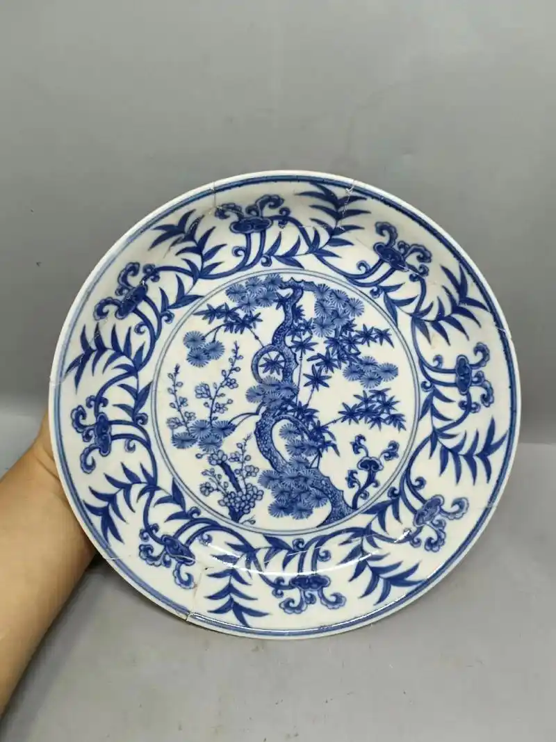 明成化青花松竹梅修复盘 - 抖音