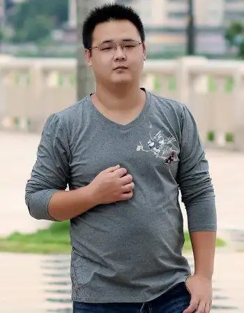 2018新款加肥加大码秋冬男装长袖v领t恤衫超大特大号