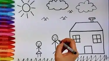 画个可爱的小朋友和房子教孩子画画简笔画小课堂