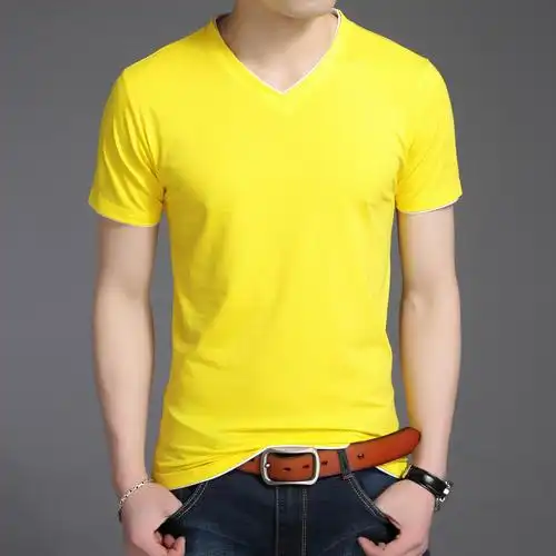 夏季男装唯品会丝光纯棉男士短袖t恤v领中青年韩版修身半袖polo衫
