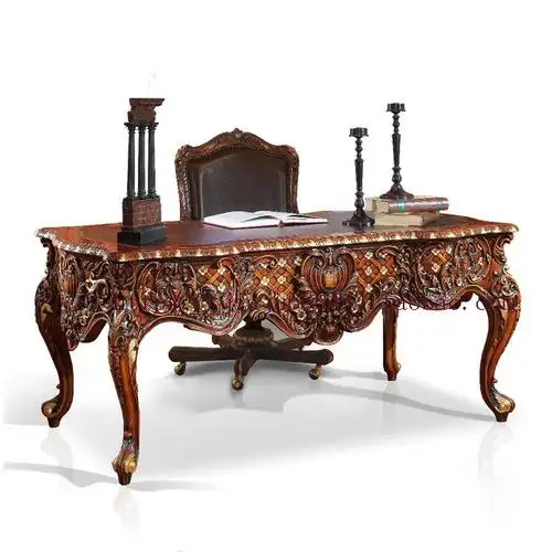 欧式实木雕花书桌法式宫廷办公桌樱桃桃木意大利书桌