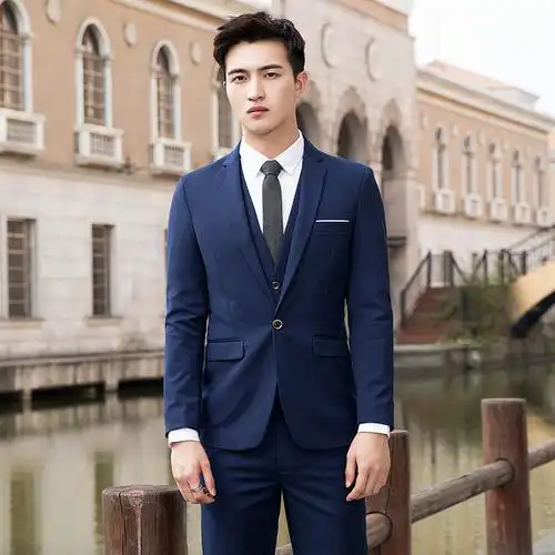 骄克雄狮jankeleone西服套装男三件套正装职业商务西装男新款售楼部