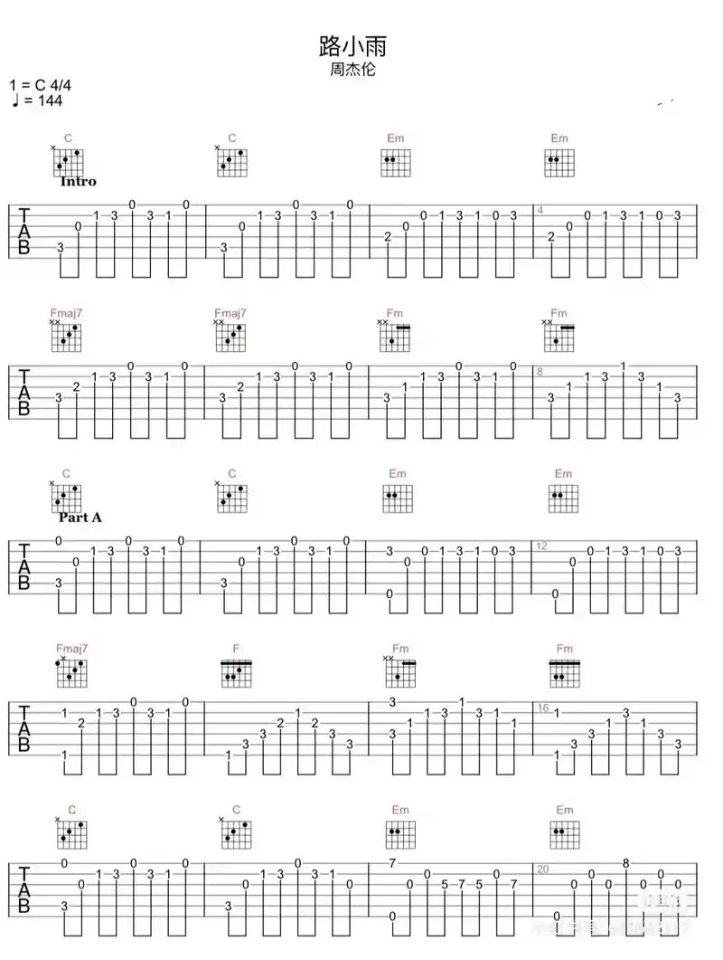 《路小雨》绝美#零基础学简谱 #吉他谱 #零基础学吉他 #曲 - 抖音