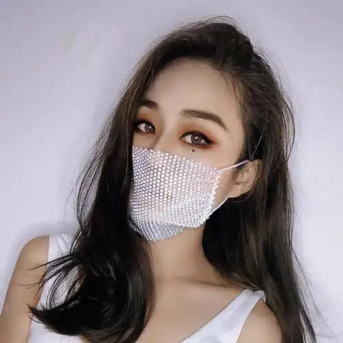 抖音新款同款带钻口罩镶钻网红渔网面纱韩版口罩