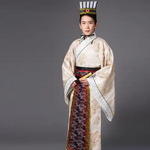2016新款 汉服古装男 直裾唐装汉代大臣 三国晋朝影视戏服表演服图片