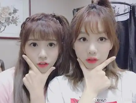 徐梦洁微博晒出与赖美云合照:两人比着同样的姿势合照,十足姐妹相