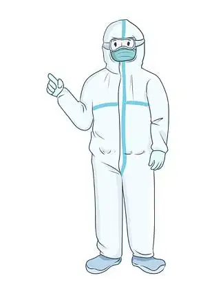疫情防控核酸卡通手绘 i>穿 /i>防护服医生指导元素