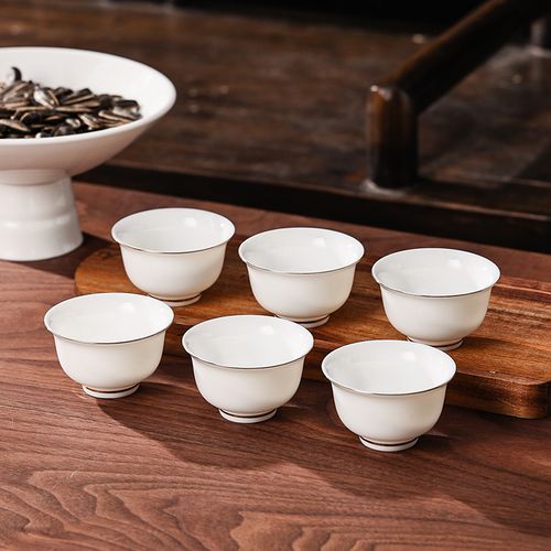功夫待客品茗白瓷茶具家用羊脂喝茶陶瓷杯子茶杯