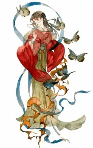古风水彩人物插画美人系列