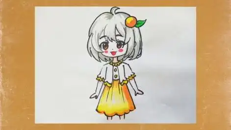 简笔画动漫人物桔子少女