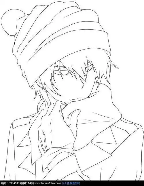 反戴帽动漫男生简笔画