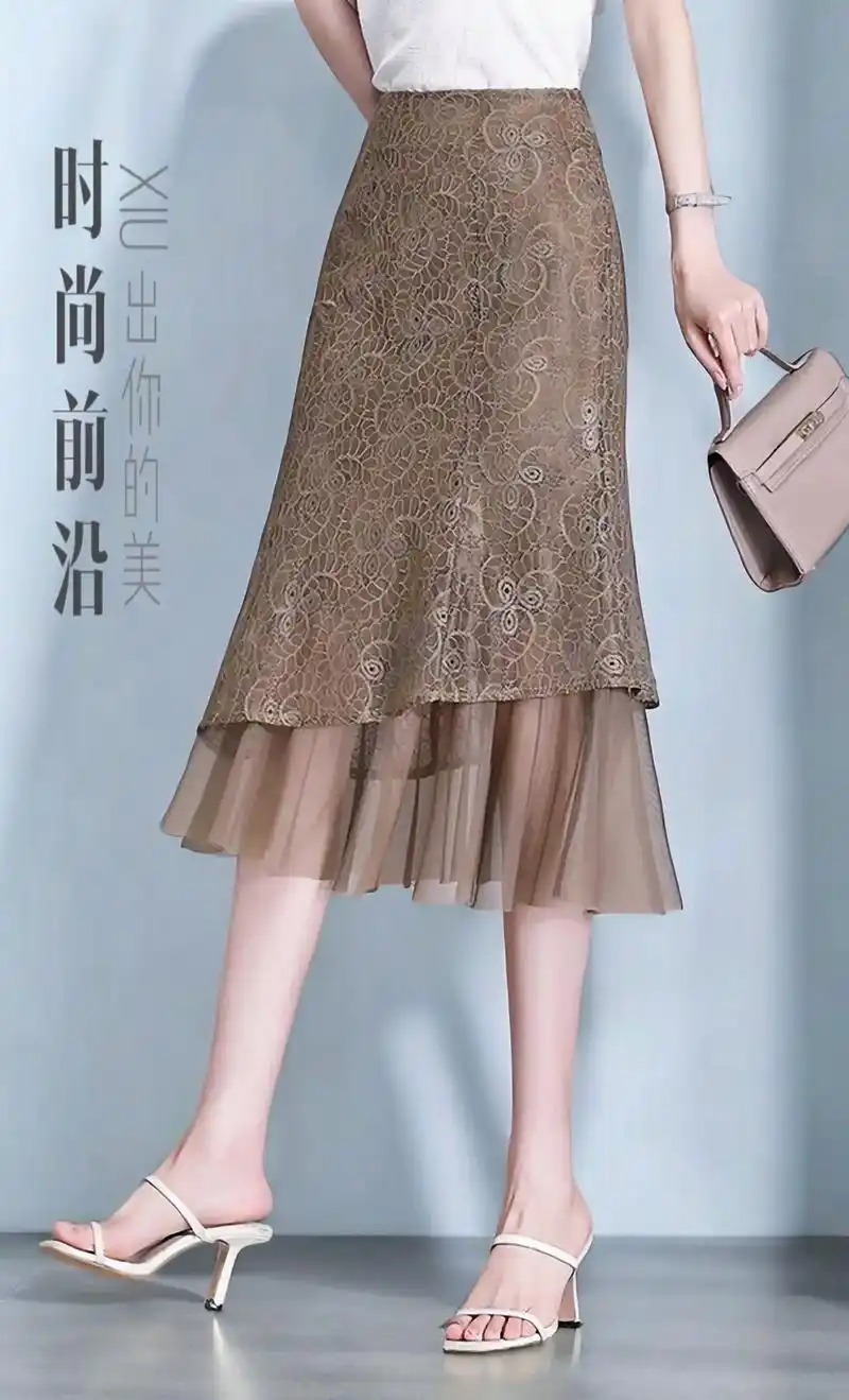 蕾丝搭配网纱 - 抖音