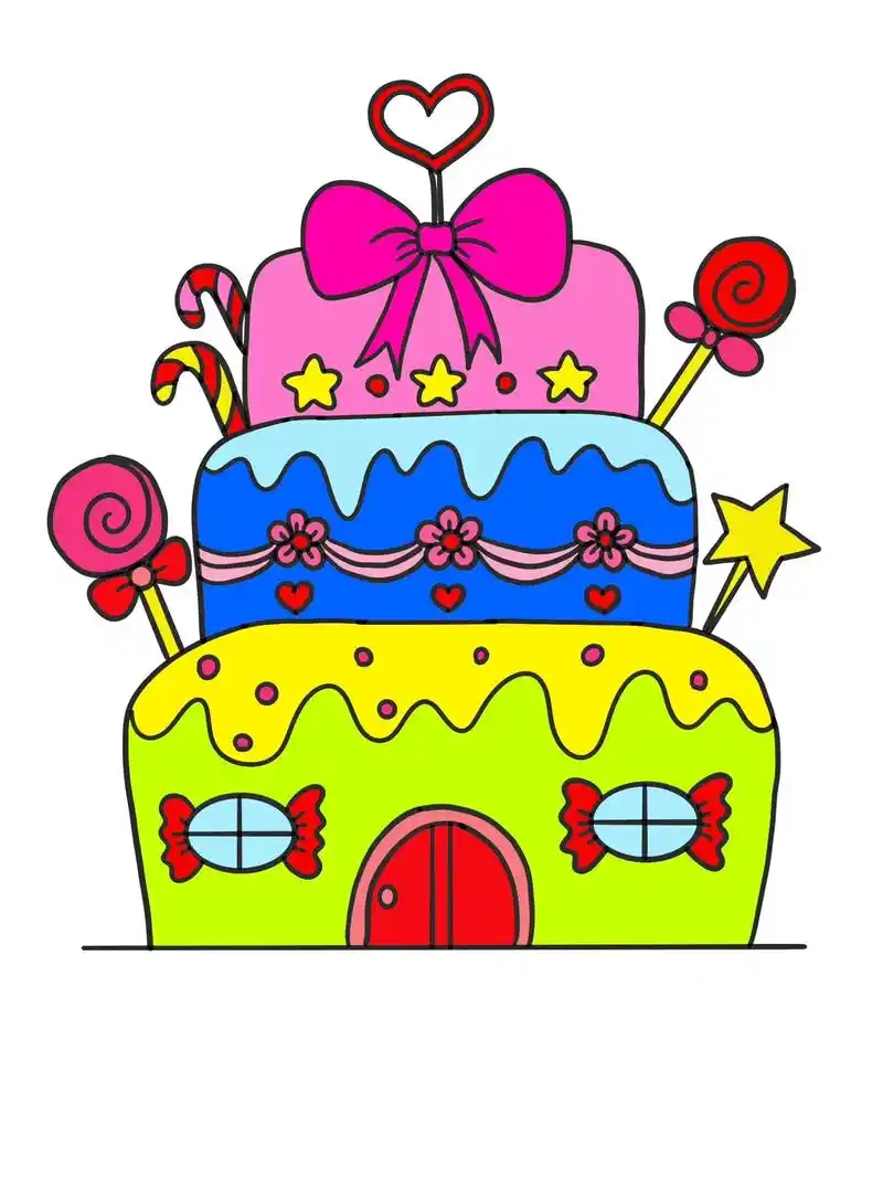 生日蛋糕简笔画.#生日蛋糕儿童画 #蛋糕卡通画#一学就会的简 - 抖音