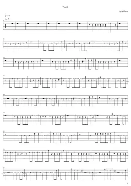 lady gaga《teeth》吉他谱