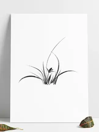 0石榴树树枝国风水墨画国画手绘黑白png石榴树树枝国风水墨画国画手绘