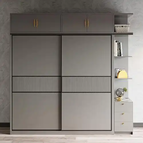 木月轻奢推拉门衣柜现代简约收纳趟门家用卧室小户衣柜