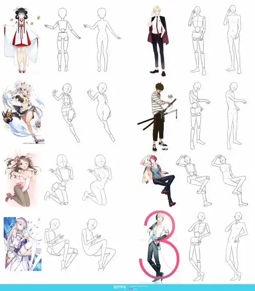 日系人体比例练习动漫人物入门训练