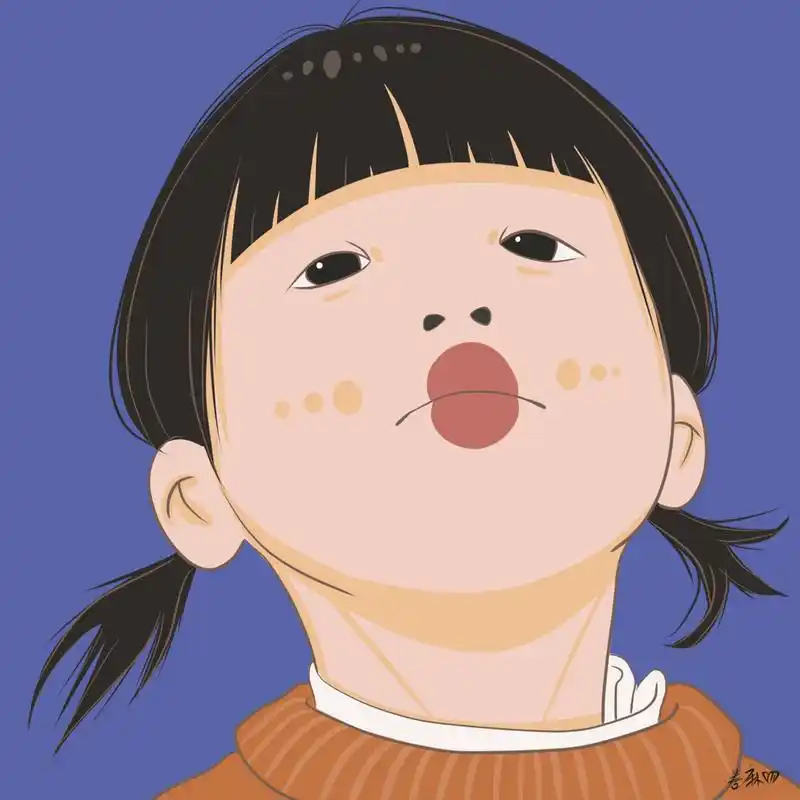 插画 | 头像 | 齐刘海噘嘴吧小女孩 图片92二改92商用92去签名