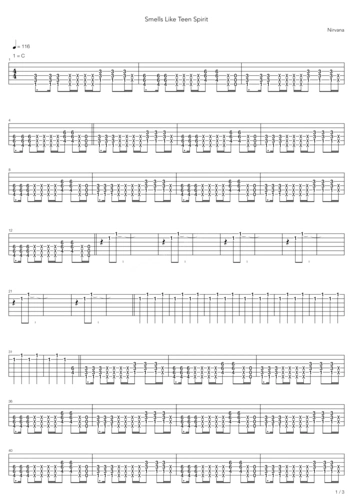《smells like teen spirit》吉他谱