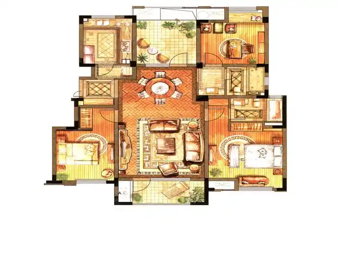 亿城天筑4室2厅2卫 户型>