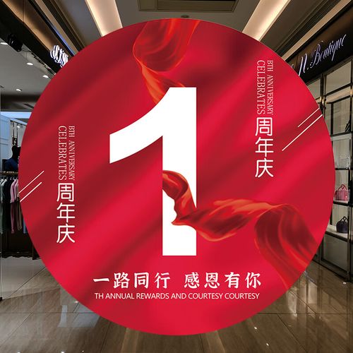 卡蔓派1-20周年庆活动装饰美容院店庆氛围场景布置窗贴 m1周年庆60