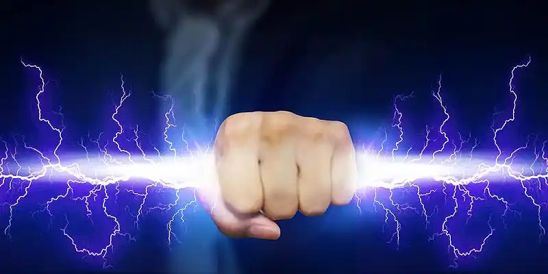 黑色科技风格拳头光效人物背景握紧的拳头线条展板背景