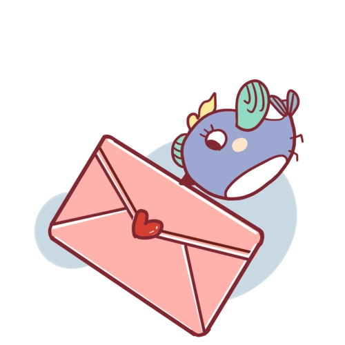 卡通卡通手绘小鸟爱心信封插画