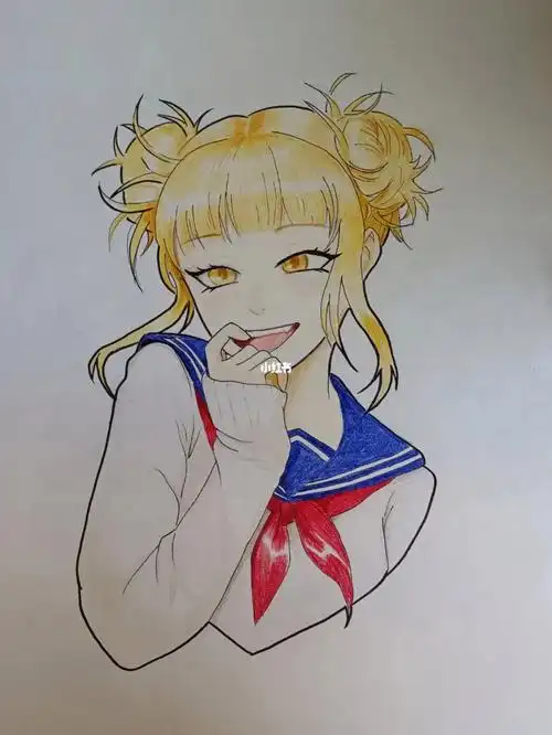 一张临摹动漫人物彩铅手绘含线稿