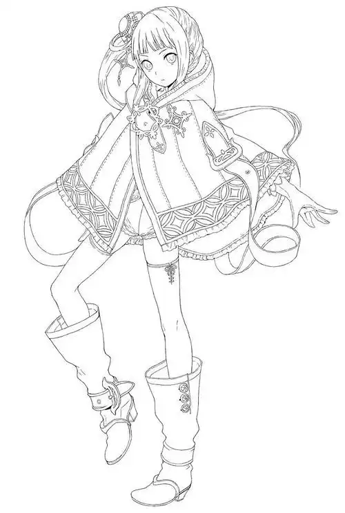 线稿全身漫画卡通人物绘画