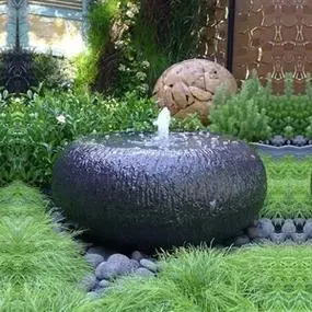 石雕庭院流水石钵日式涌泉石头鱼池造景招财喷泉景观室内泉眼摆件