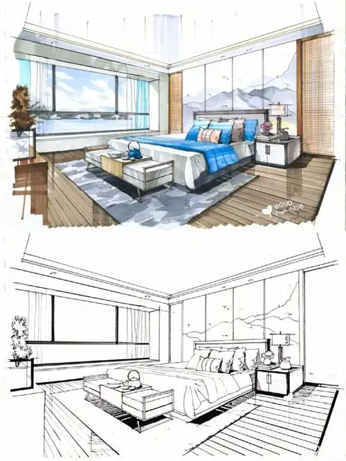 卧室手绘效果图