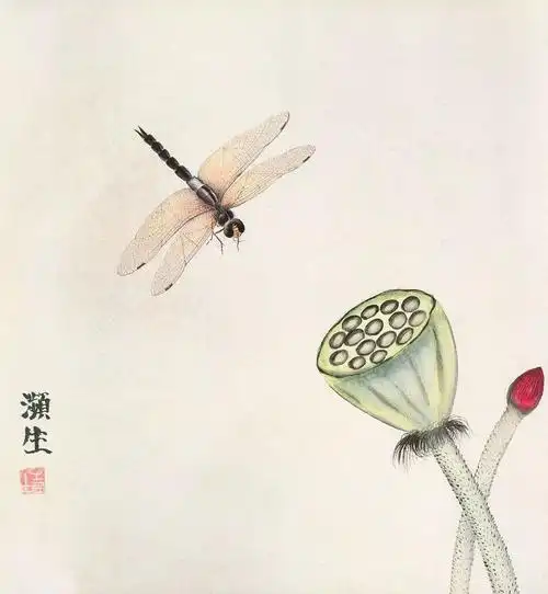 齐白石 《莲蓬蜻蜓图》