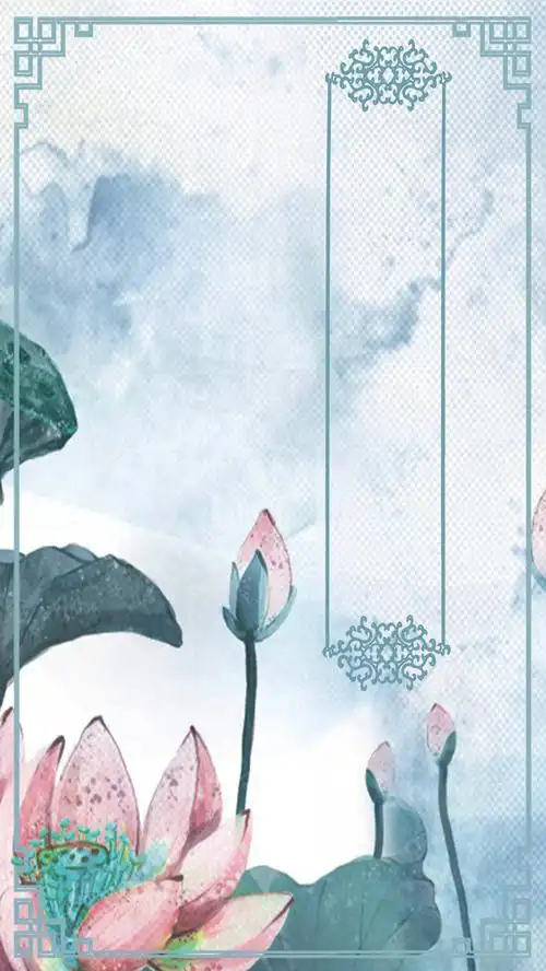 简约中国风荷花ps源文件h5背景素材免抠素材免费下载_觅元素51yuansu.