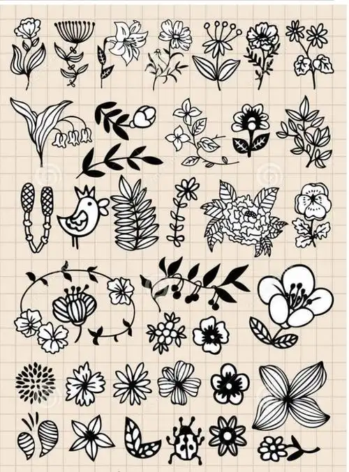 手工diy:这些小图案,可以做刺绣图样,也可以当作手账素材