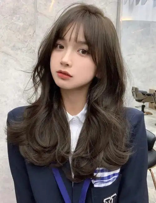 造型烫锁骨发气垫烫中长发烫发教科书蓬