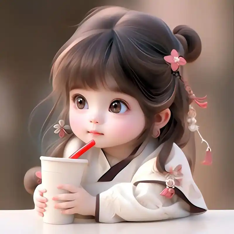 奶茶在手,快乐拥有;奶茶一杯,快乐起飞.#治愈系 #萌娃头像 - 抖音