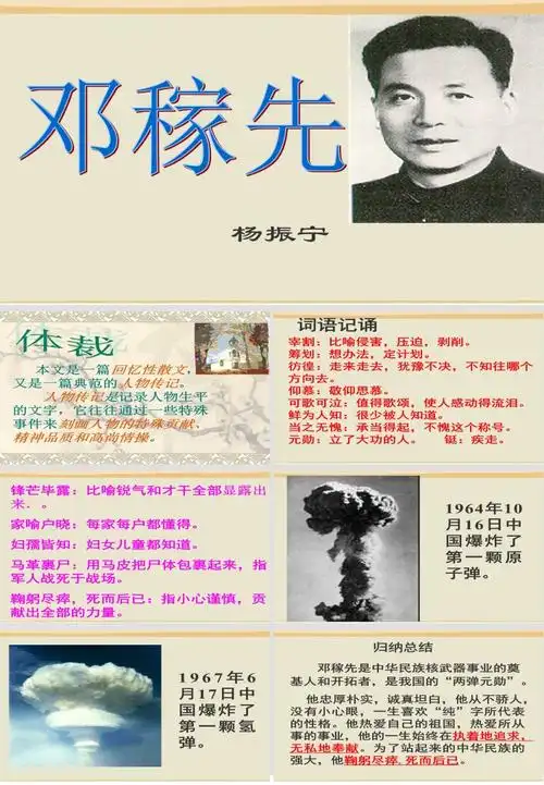 邓稼先介绍ppt模板