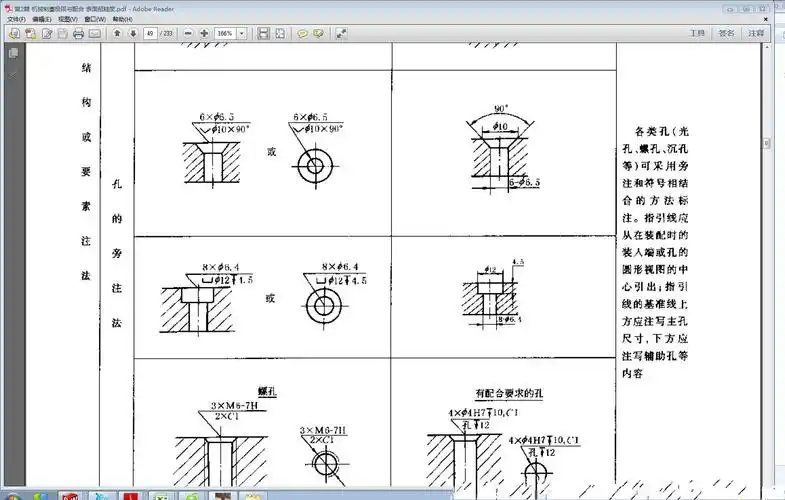 请教2012沉头孔螺纹孔标注方式