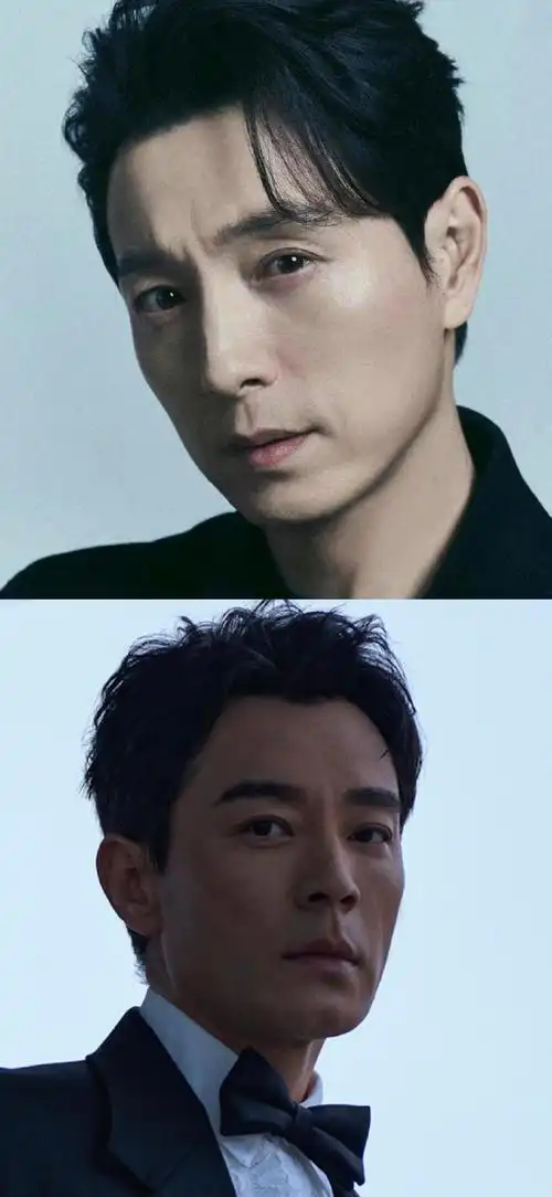 胡歌李光洁张新成同框##李光洁黑西装撞脸河道英