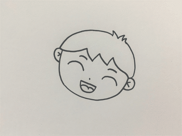 首页 简笔画 人物简笔画   首先画出男孩的短发然后画出他的脸部轮廓