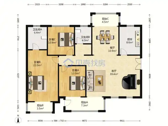 中间楼层满三满二;【面积】143平 31平赠送面积  4室2厅2卫南北3阳台