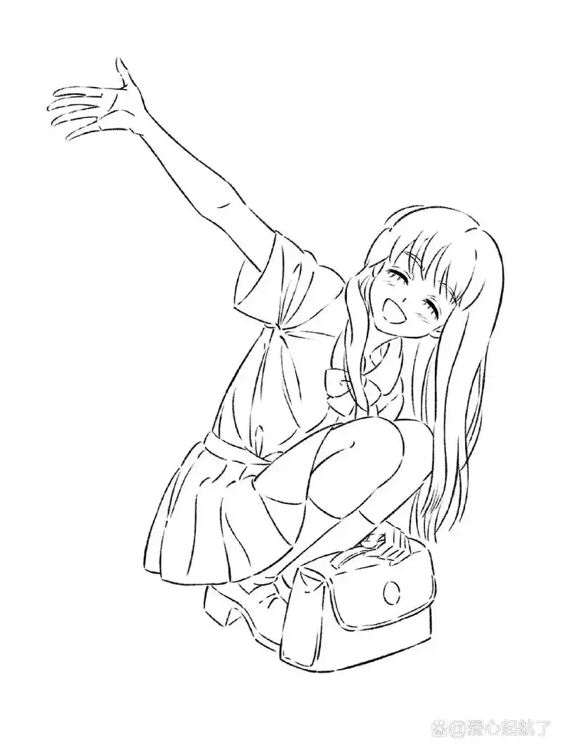 一组校服少女速写