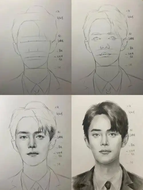 素描人像步骤图